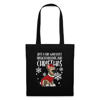 Bouledogue Français Noël Père Noël Cadeau de Noël - Sac en tissu - noir - Devant