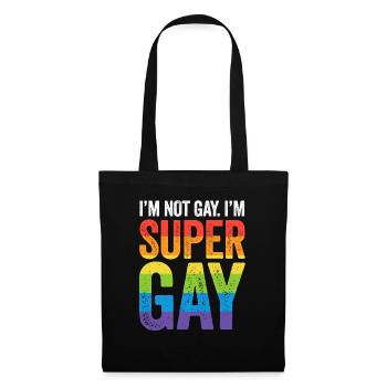 I'm Not Gay I'm Super Gay T Shirt - LGBTQ Pride - Tote Bag - black - Front