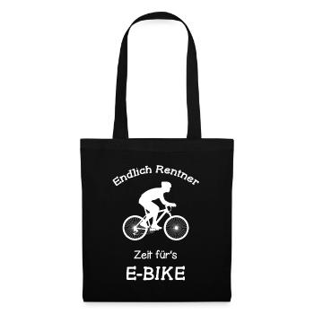 Fahrrad Rentner Ruhestand E-Bike - Stoffbeutel - Schwarz - Vorne