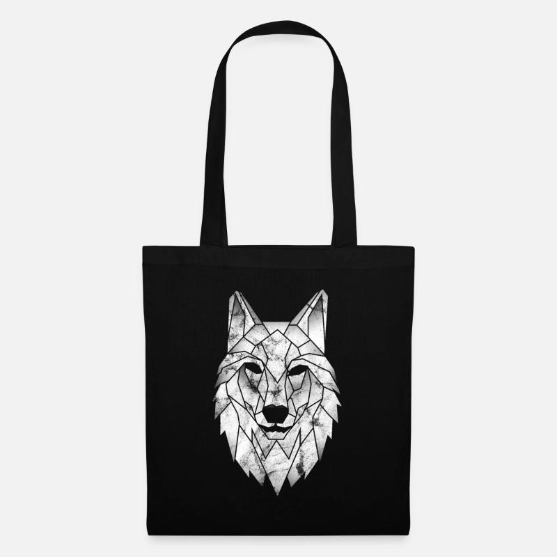 Wolf Polygon Poly Dreieck Tattoo Wölfe Geschenk - Stoffbeutel - Schwarz