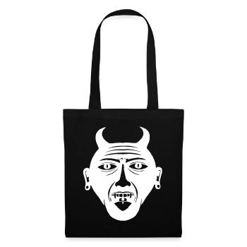 Oni Maske - Hannya Maske - Tiki Maske - Stoffbeutel - Schwarz - Vorne