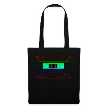Kassette 80er Neon - Stoffbeutel - Schwarz - Vorne