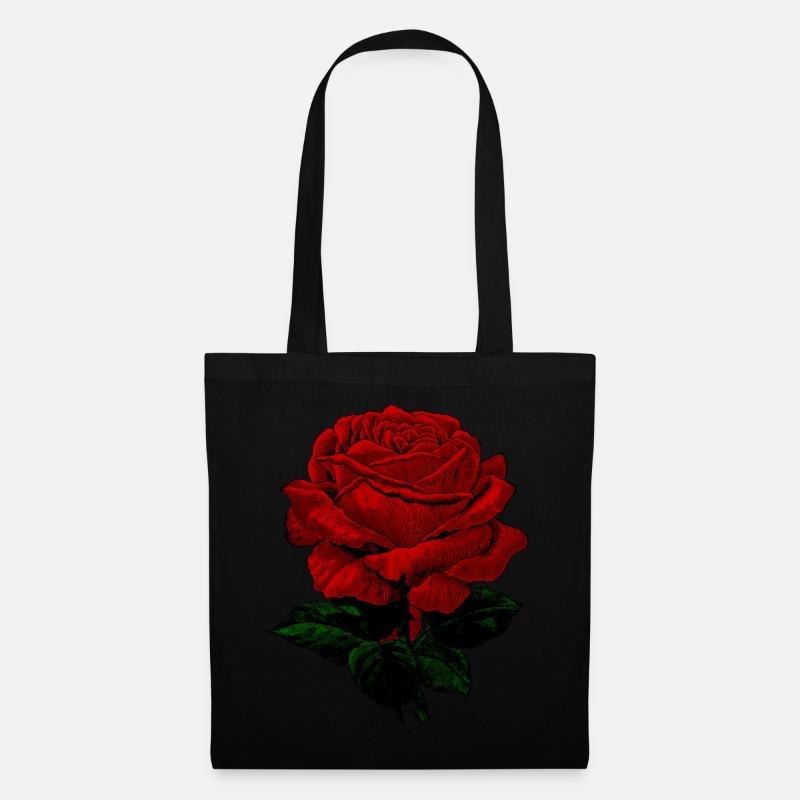 Vintage Rose rot - Stoffbeutel - Schwarz