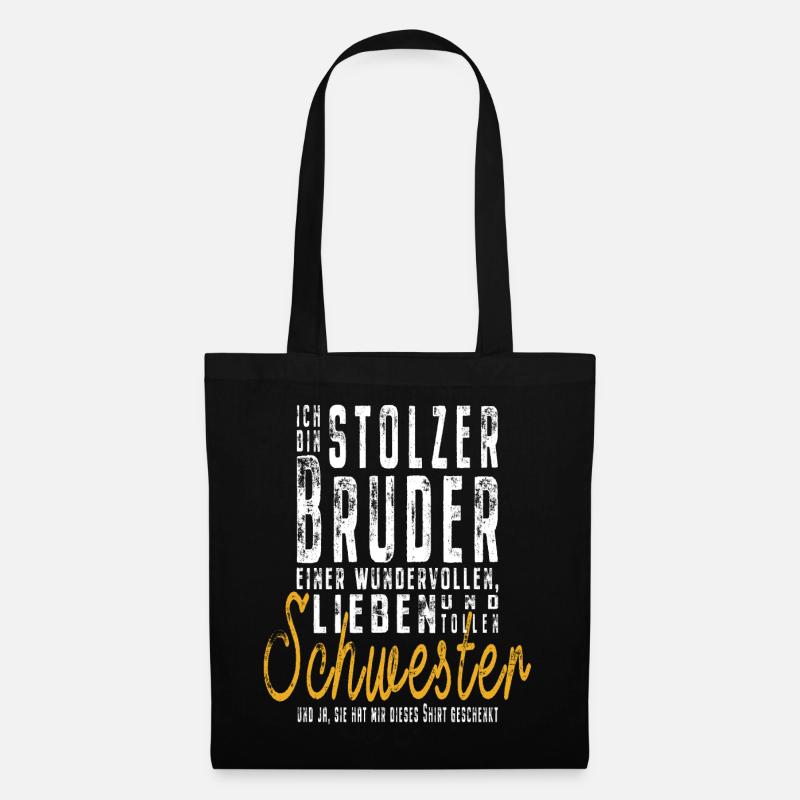 Ich bin stolzer Bruder einer tollen Schwester - Stoffbeutel - Schwarz