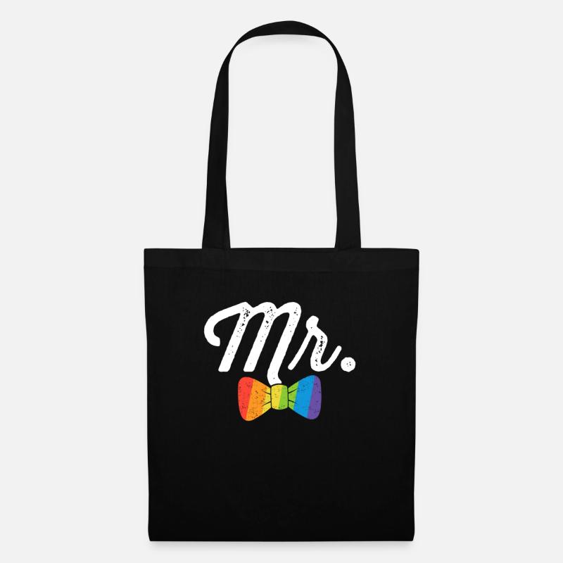 Herr Rainbow Bow Tie Shirt LGBT Junggesellenabschied - Stoffbeutel - Schwarz