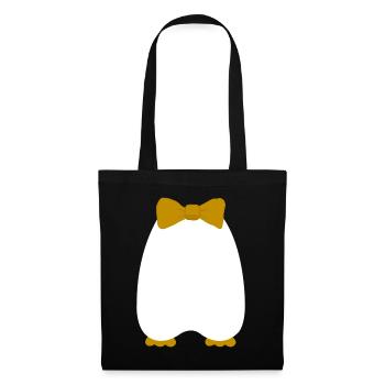 Pinguin Kostüm T-Shirt Geschenk Fasching Karneval - Stoffbeutel - Schwarz - Vorne