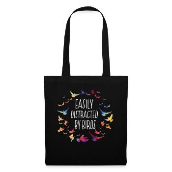 Facilement distrait par Birds Bird Lover Birder - Sac en tissu - noir - Devant