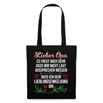 Opa Enkel Spruch Enkelin Lieblingsenkel Geschenk - Stoffbeutel - Schwarz - Vorne