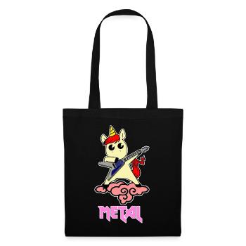 Licorne métallique - La licorne aime le métal - Sac en tissu - noir - Devant