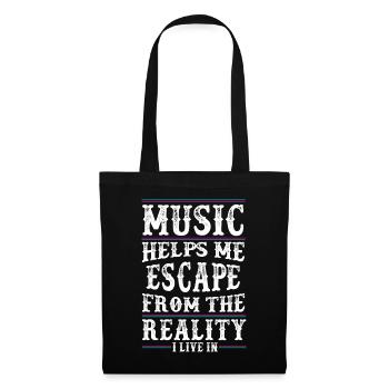 Music helps me - Music Love - Music Quote - Stoffbeutel - Schwarz - Vorne