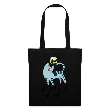 Chat de volleyball - Sac en tissu - noir - Devant