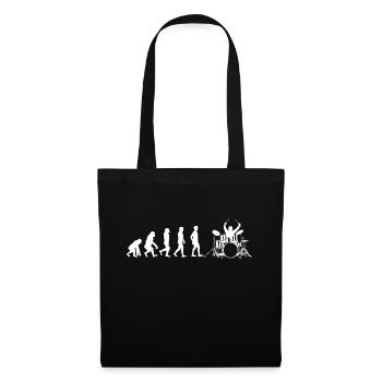 Drummer Schlagzeuger T-Shirt Schlagzeug Evolution - Stoffbeutel - Schwarz - Vorne