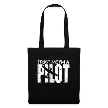 Pilote cadeau avion planeur planeur - Sac en tissu - noir - Devant