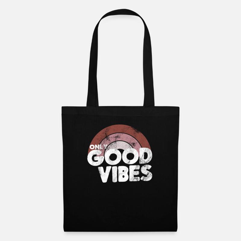 Only Good Vibes Rainbow 70s Shirt - Stoffbeutel - Schwarz
