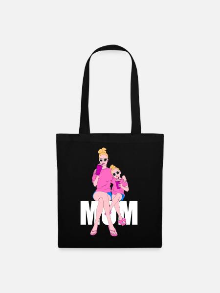 Mama und Tochter bestes Team Geschenk Geschenkidee - Stoffbeutel - Schwarz