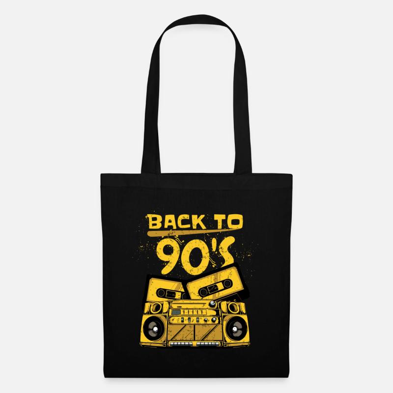 Back to the 90s. Neunziger Jahre Retro Kasetten - Stoffbeutel - Schwarz