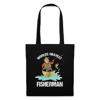 Angeln Geschenk fischen Fische lustig Karpfen - Stoffbeutel - Schwarz - Vorne