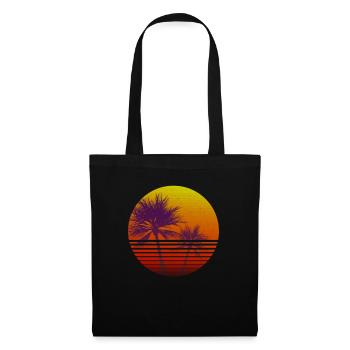 Retro Distressed California Design Sunset Palms - Tote Bag - black - Front