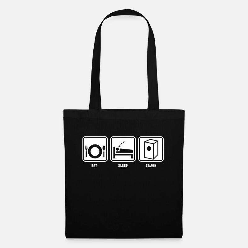 Eat Sleep Cajón Repeat T-Shirt Gift Cajon - Tote Bag - black