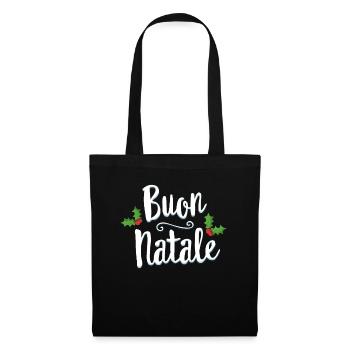 Buon Natale Christmas T-Shirt Italien Italiener fröhlich - Stoffbeutel - Schwarz - Vorne