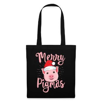 Joyeux Pigmas Cochon De Noël T-shirt Femmes Agriculteurs - Sac en tissu - noir - Devant