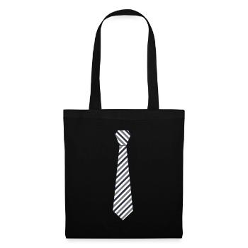 Cravate rayée - Sac en tissu - noir - Devant