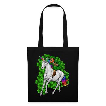 Leprechaun Rides Unicorn | Happy St. Patrick's Day - Tote Bag - black - Front