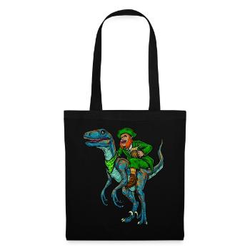 Leprechaun Rides Velociraptor | St. Patrick's Day - Tote Bag - black - Front
