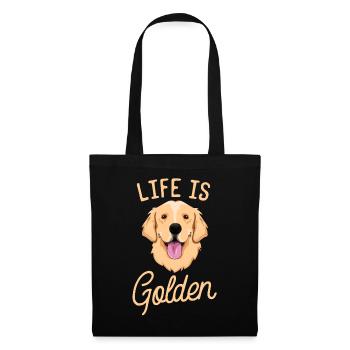 Life Is Golden Retriever TShirt Women Kids Dog - Tote Bag - black - Front