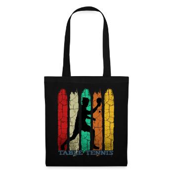 Retro Vintage Tischtennis Silhouette Geschenkidee - Stoffbeutel - Schwarz - Vorne