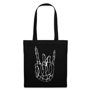 Rocker Hand als Skelett - Stoffbeutel - Schwarz - Vorne