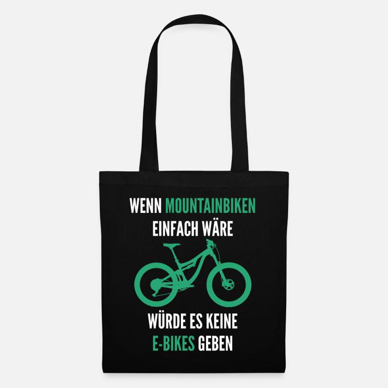 Mountainbike eBike Spruch MTB Pedelec - Stoffbeutel - Schwarz