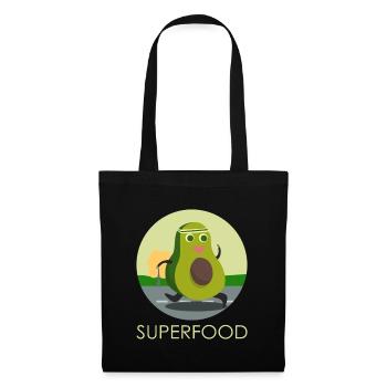 Avocado Superfood Lustig Sport Training Joggen - Stoffbeutel - Schwarz - Vorne
