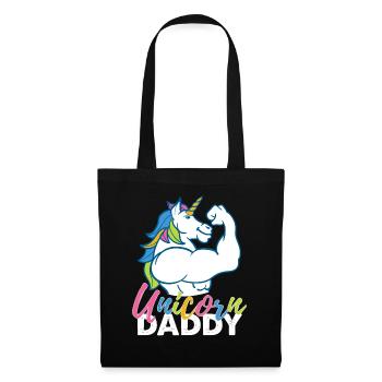 Einhorn-Vati - lustiges Fitness-Gymnastik-Regenbogen-Vati-Geschenk - Stoffbeutel - Schwarz - Vorne