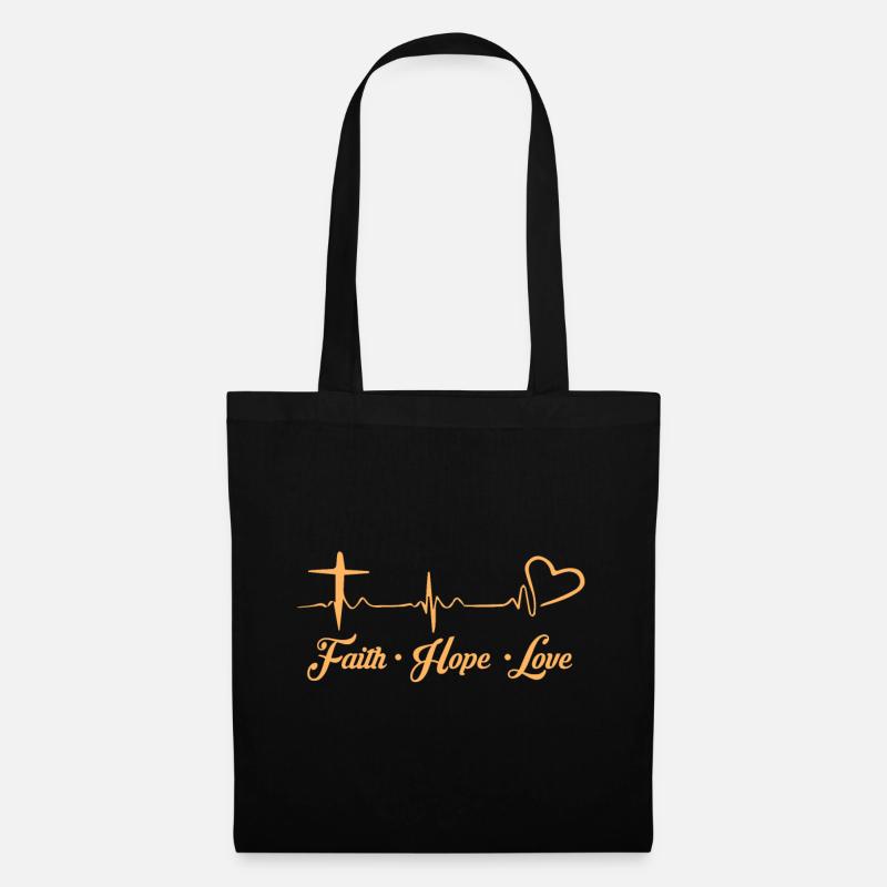 Glaube Liebe Hoffnung Christliche Geschenkideen - Stoffbeutel - Schwarz