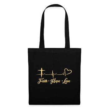 Glaube Liebe Hoffnung Christliche Geschenkideen - Stoffbeutel - Schwarz - Vorne