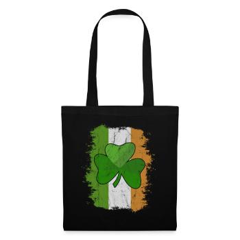 Grungy Irland Flagge mit Kleeblatt St Paddys Style - Stoffbeutel - Schwarz - Vorne