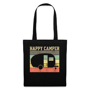Campen Camping Gluecklich - Stoffbeutel - Schwarz - Vorne