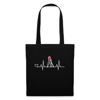Golf Heartbeat Golfer Cadeau de golfeur de balles de golf - Sac en tissu - noir - Devant
