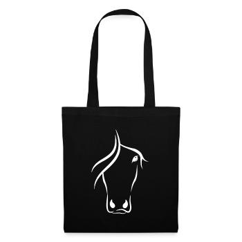 Pferd - Horse - Profilansicht - Stoffbeutel - Schwarz - Vorne