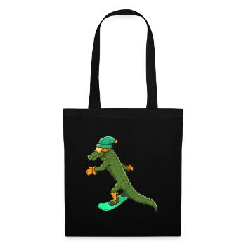 Crocodile Snowboard Gift Snowboarder Kids - Tote Bag - black - Front
