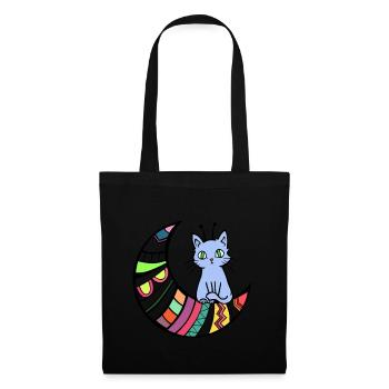 Außerirdische Katze Alien Ufo Haustier Geschenk - Stoffbeutel - Schwarz - Vorne