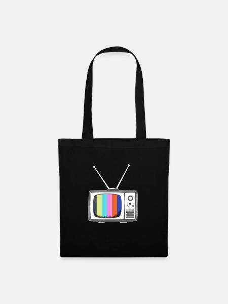 TV Geschenk Fernsehen Fernseher - Stoffbeutel - Schwarz