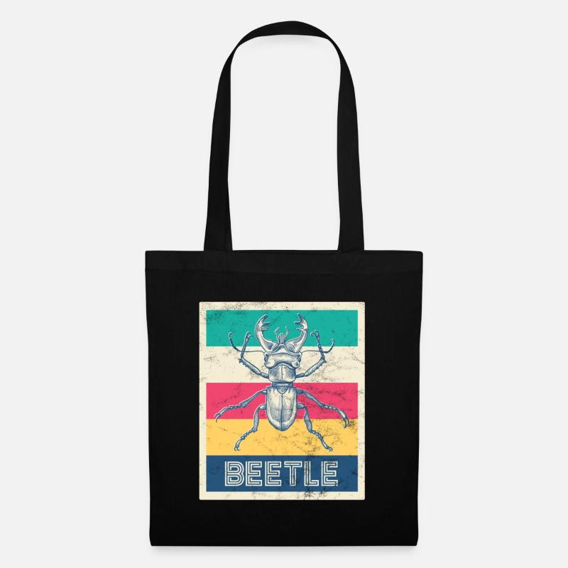 Retro Hirschkäfer "Beetle" - Stoffbeutel - Schwarz