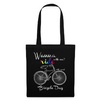 Veux rouler avec moi - Journée du vélo - Sac en tissu - noir - Devant