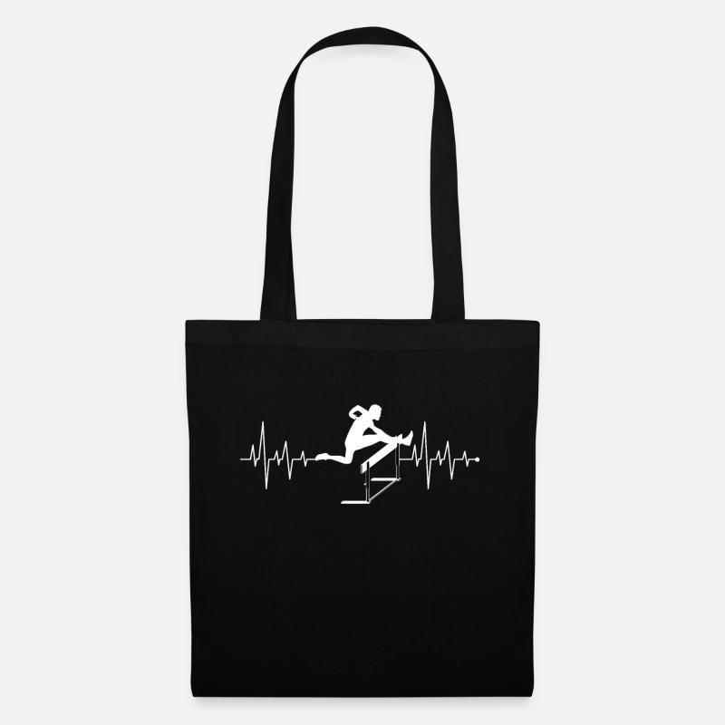 Herzschlag Herzlinie Herzfrequenz Hürdenlauf Shirt - Stoffbeutel - Schwarz
