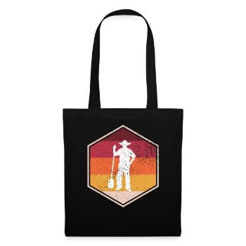 Retro Farmer Hexagon Design - Stoffbeutel - Schwarz - Vorne