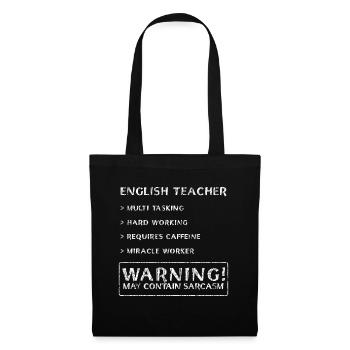 T-shirt de professeur d'anglais - Sac en tissu - noir - Devant