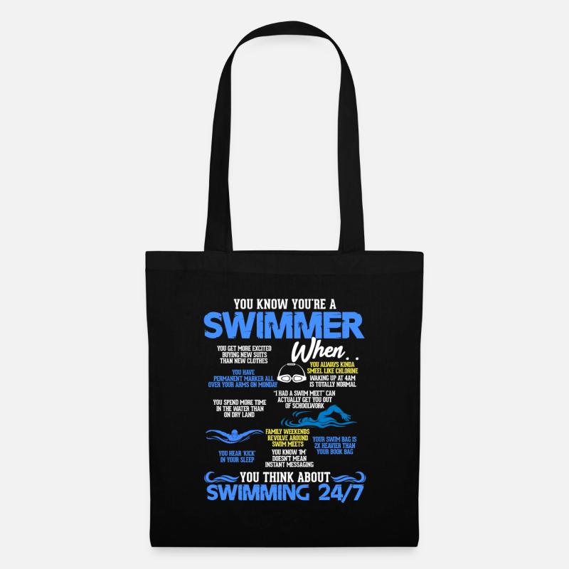 Schwimmen - Stoffbeutel - Schwarz