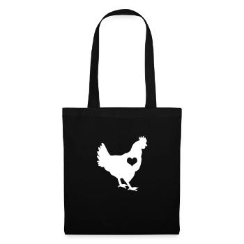 Coq de poulet avec coeur pour les oiseaux et les éleveurs - Sac en tissu - noir - Devant